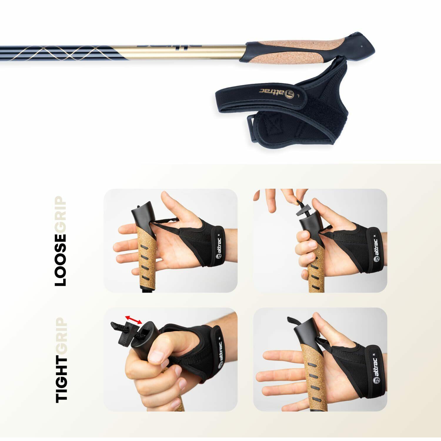 PowrX Click & Go Trekking Poles with Anti-Shock Cushioning - Adjustable Nordic