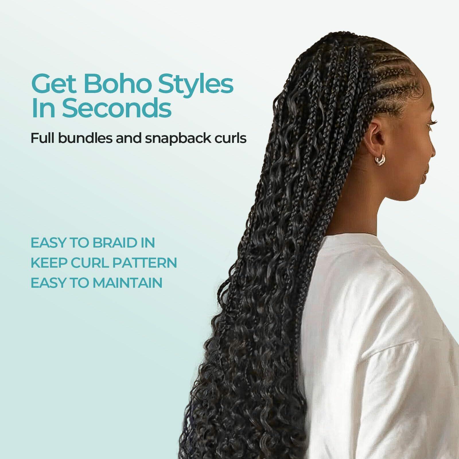 Lvnatu Human Braiding Hair for Boho Knotless Braids Wet and Wavy Bulk Deep Wa...