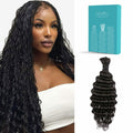 Lvnatu Human Braiding Hair for Boho Knotless Braids Wet and Wavy Bulk Deep Wa...