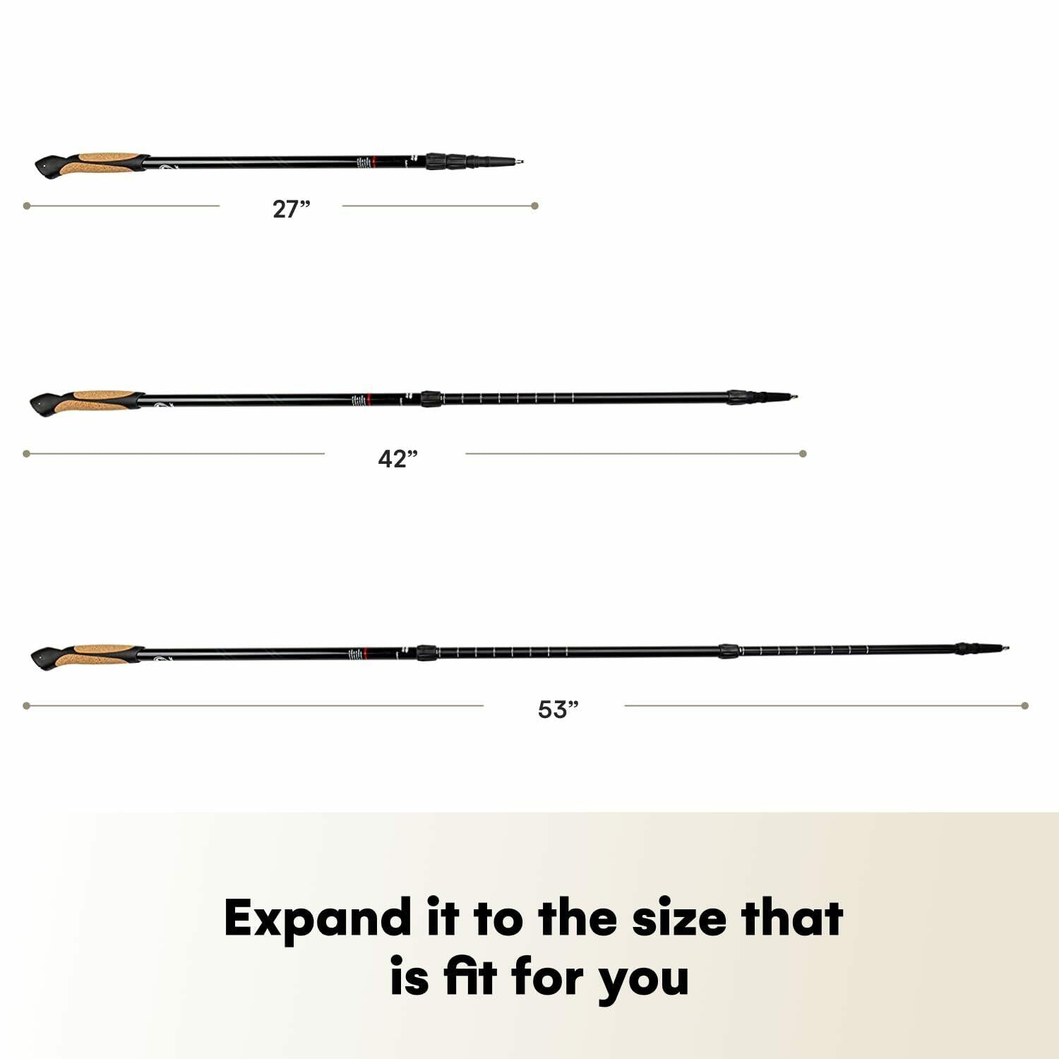 PowrX Click & Go Trekking Poles with Anti-Shock Cushioning - Adjustable Nordic