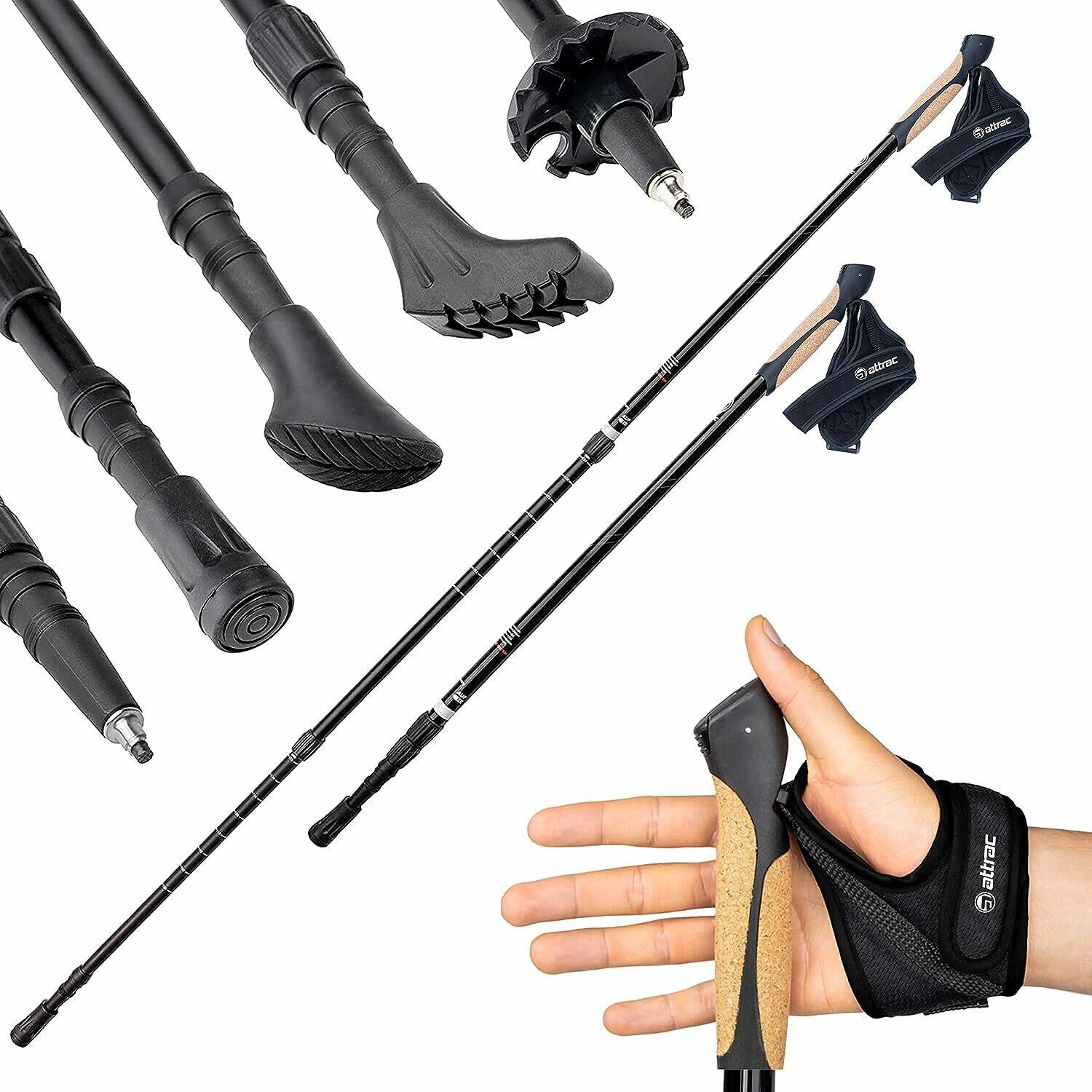 PowrX Click & Go Trekking Poles with Anti-Shock Cushioning - Adjustable Nordic
