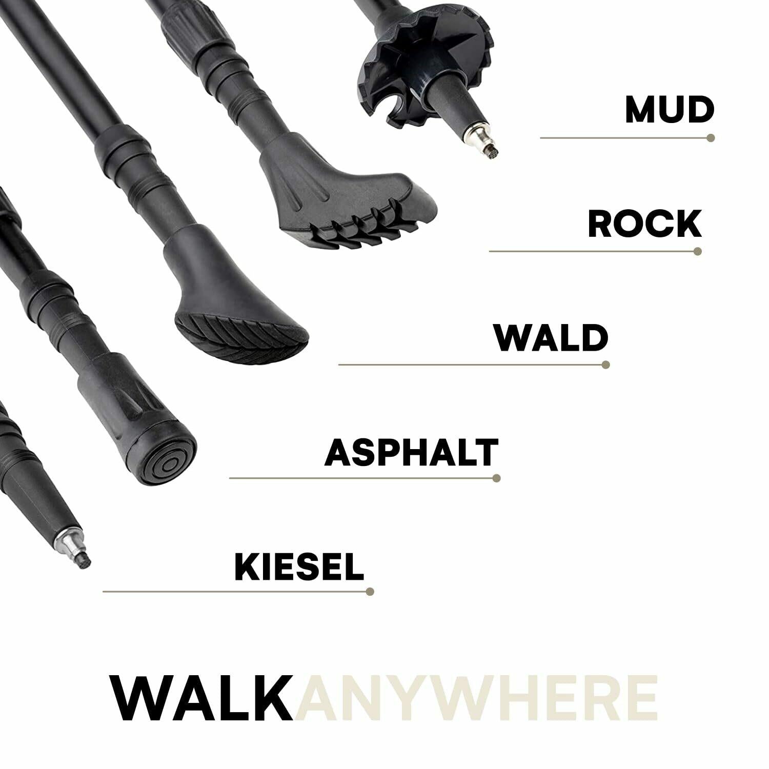 PowrX Click & Go Trekking Poles with Anti-Shock Cushioning - Adjustable Nordic
