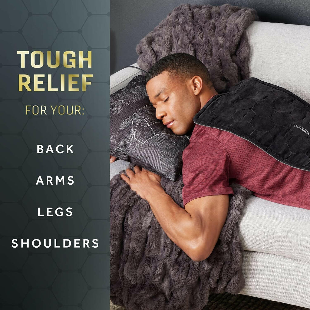 Sunbeam AdvancedHeat King-Sized Heating Pad, Sunbeam Heating Pad for Tough Pain