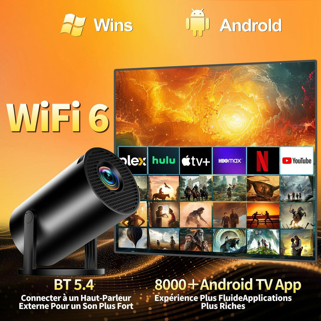 Mini Projector, Support 4K 1080P Portable Projector with Bidirectional WIFI6 5G