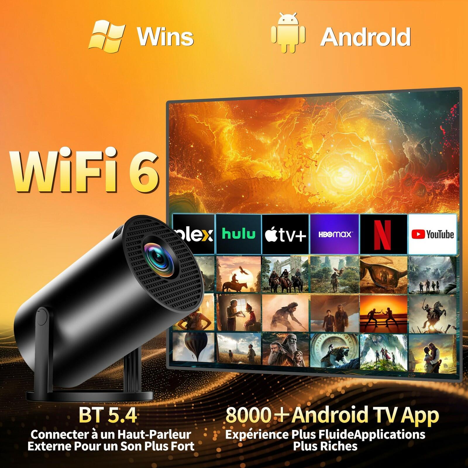 Mini Projector, Support 4K 1080P Portable Projector with Bidirectional WIFI6 5G
