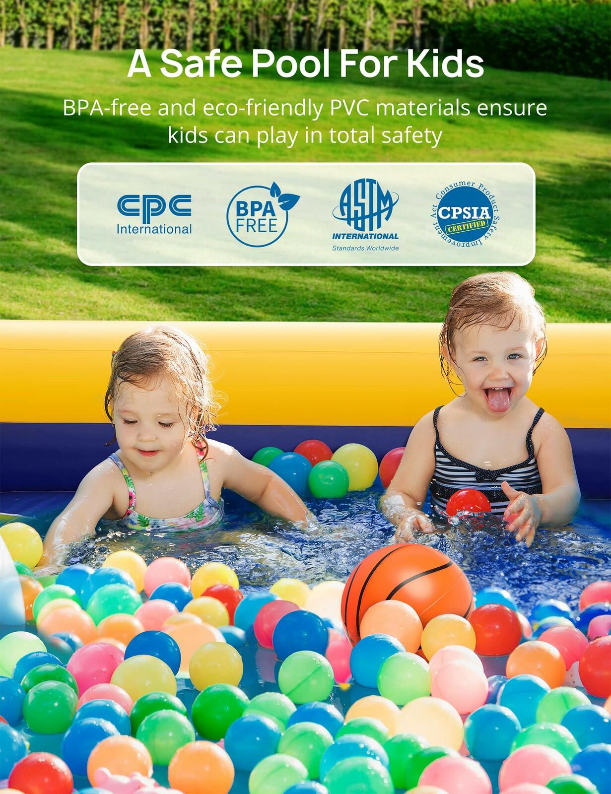 Kiddie Pool, Evajoy Inflatable Kids Pool, Summer Water Party Inflatable Pool for