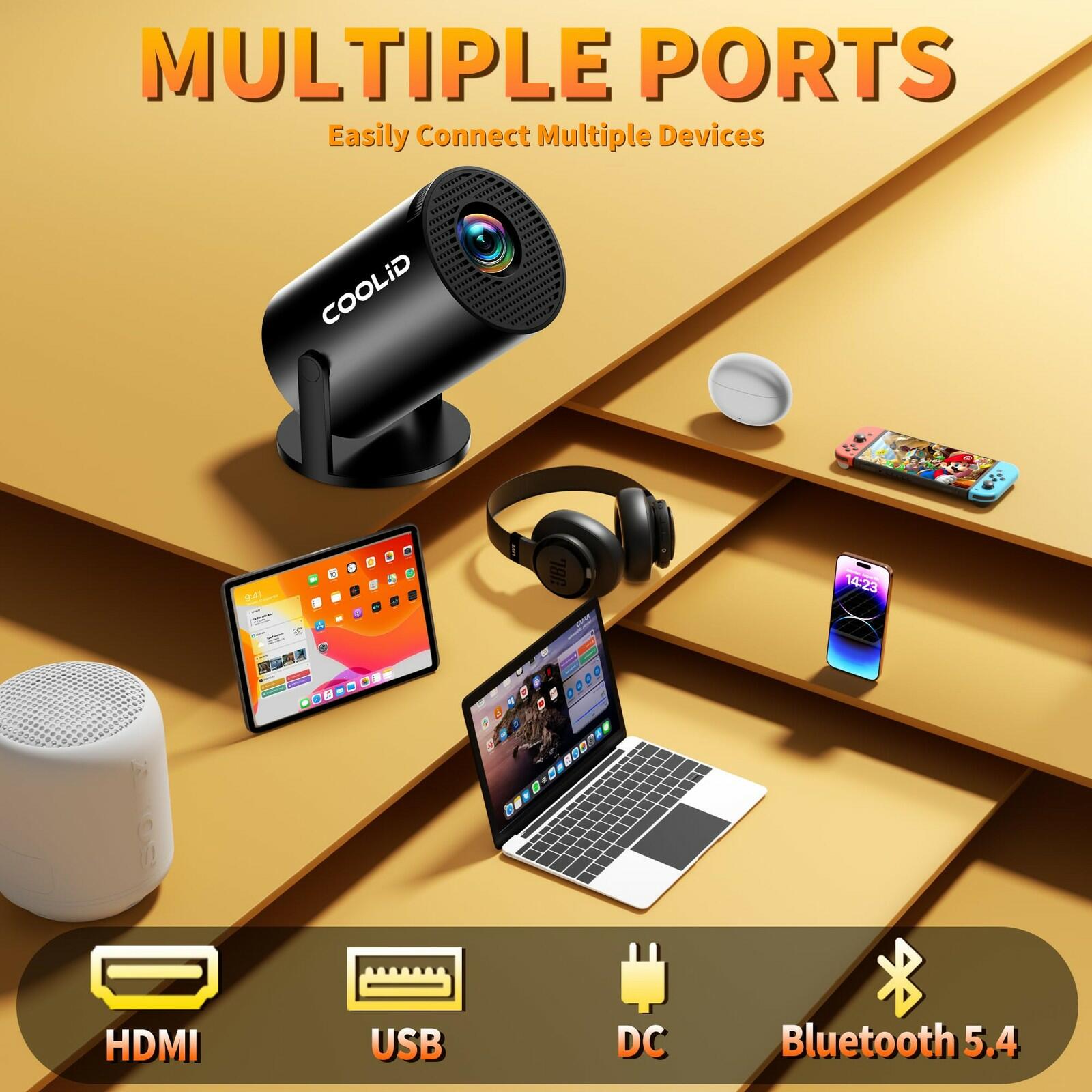 Mini Projector, Support 4K 1080P Portable Projector with Bidirectional WIFI6 5G