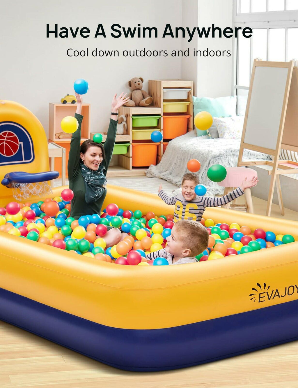 Kiddie Pool, Evajoy Inflatable Kids Pool, Summer Water Party Inflatable Pool for
