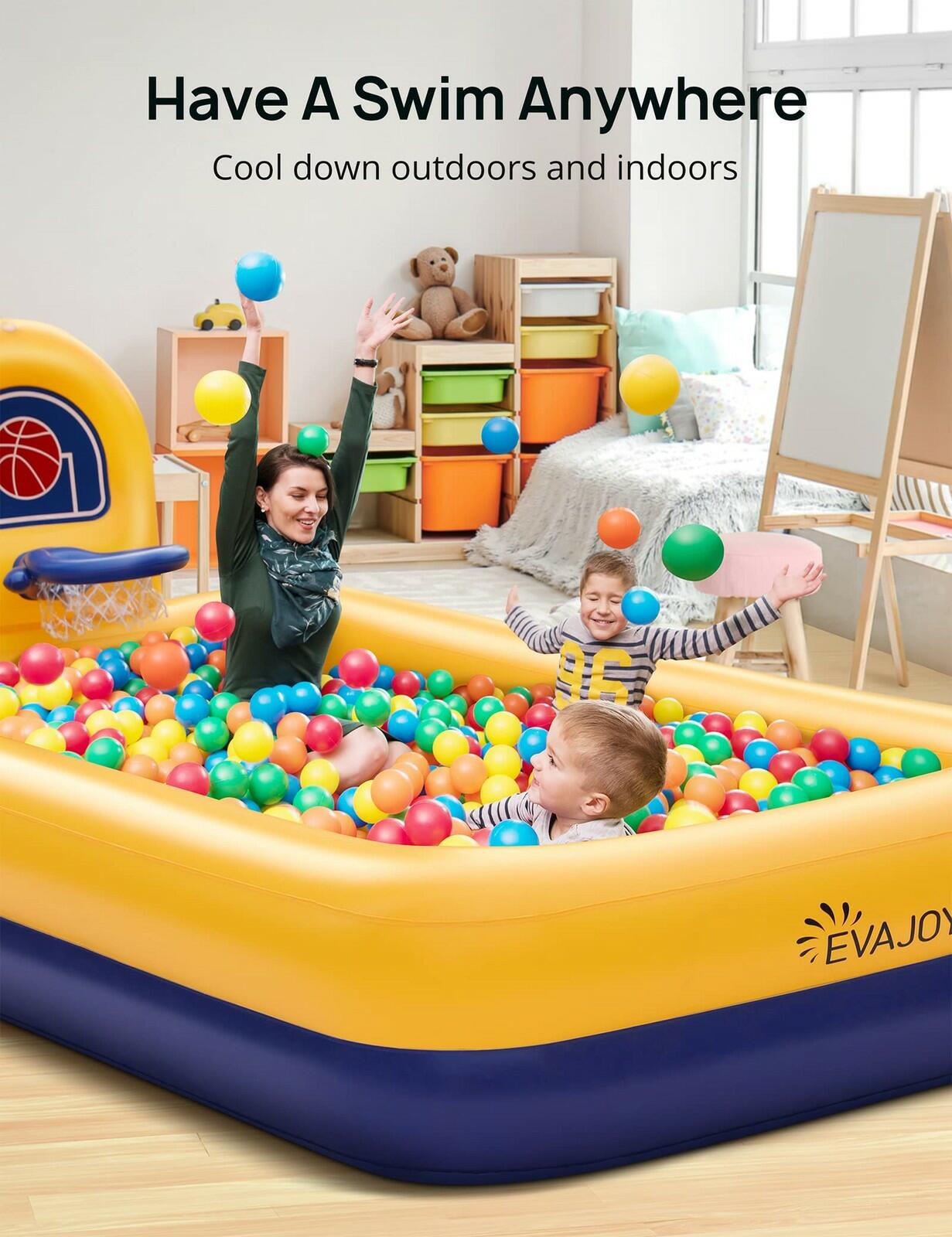 Kiddie Pool, Evajoy Inflatable Kids Pool, Summer Water Party Inflatable Pool for