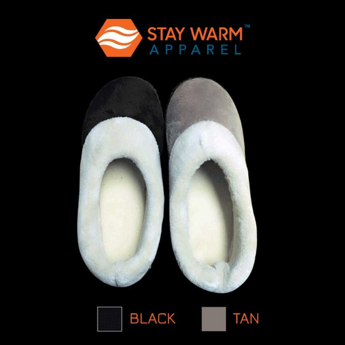 Stay Warm Apparel Memory Foam Heated Slipper With Rechargeable Battery, Black,
