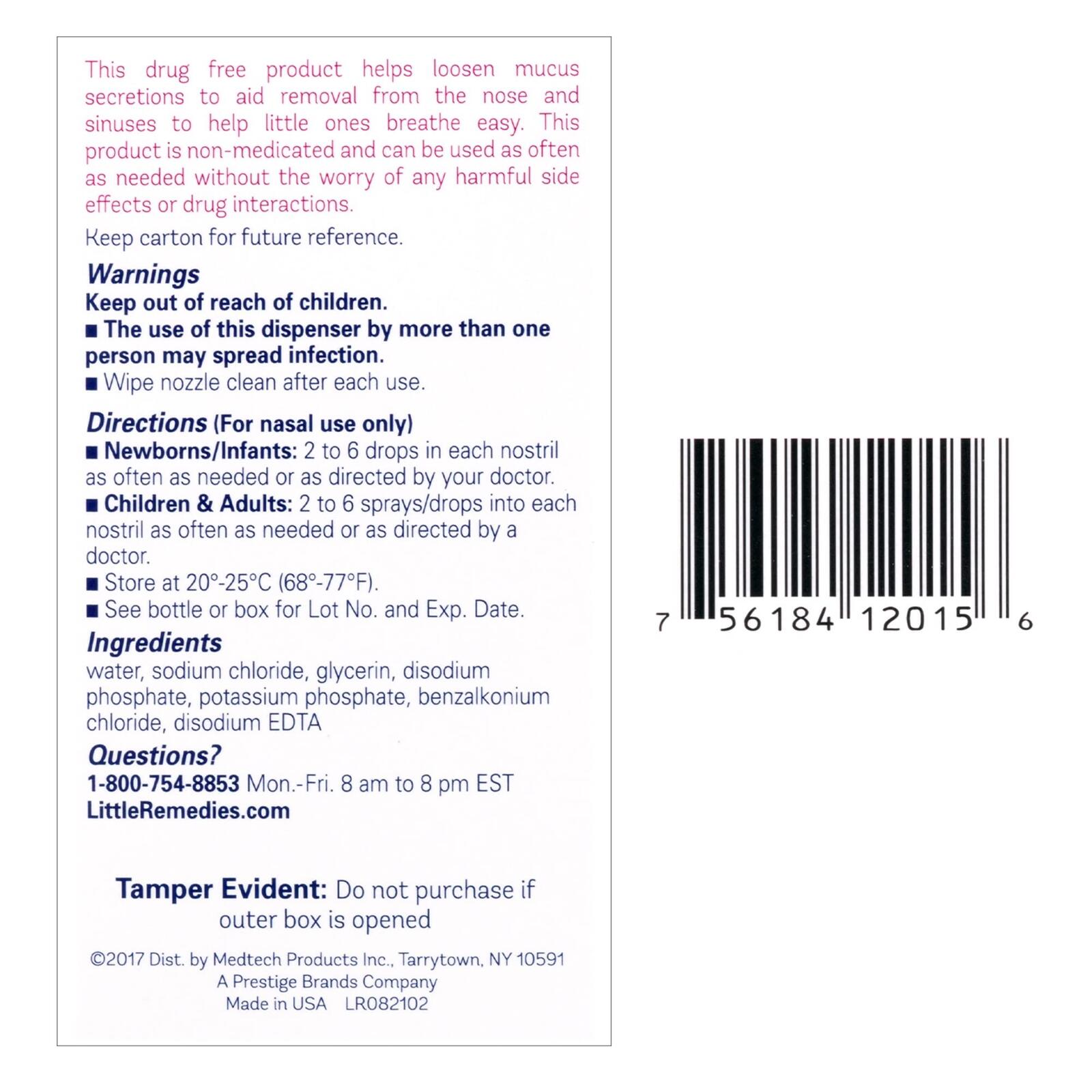 Little Remedies Noses Saline Spray Drops, 1 Fl Oz