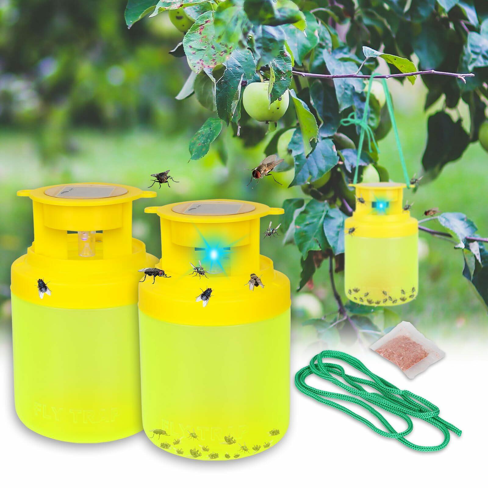 Outdoor Fly Trap Hanging Solar Powered Reusable Indoor Non-Toxic Flying Insects