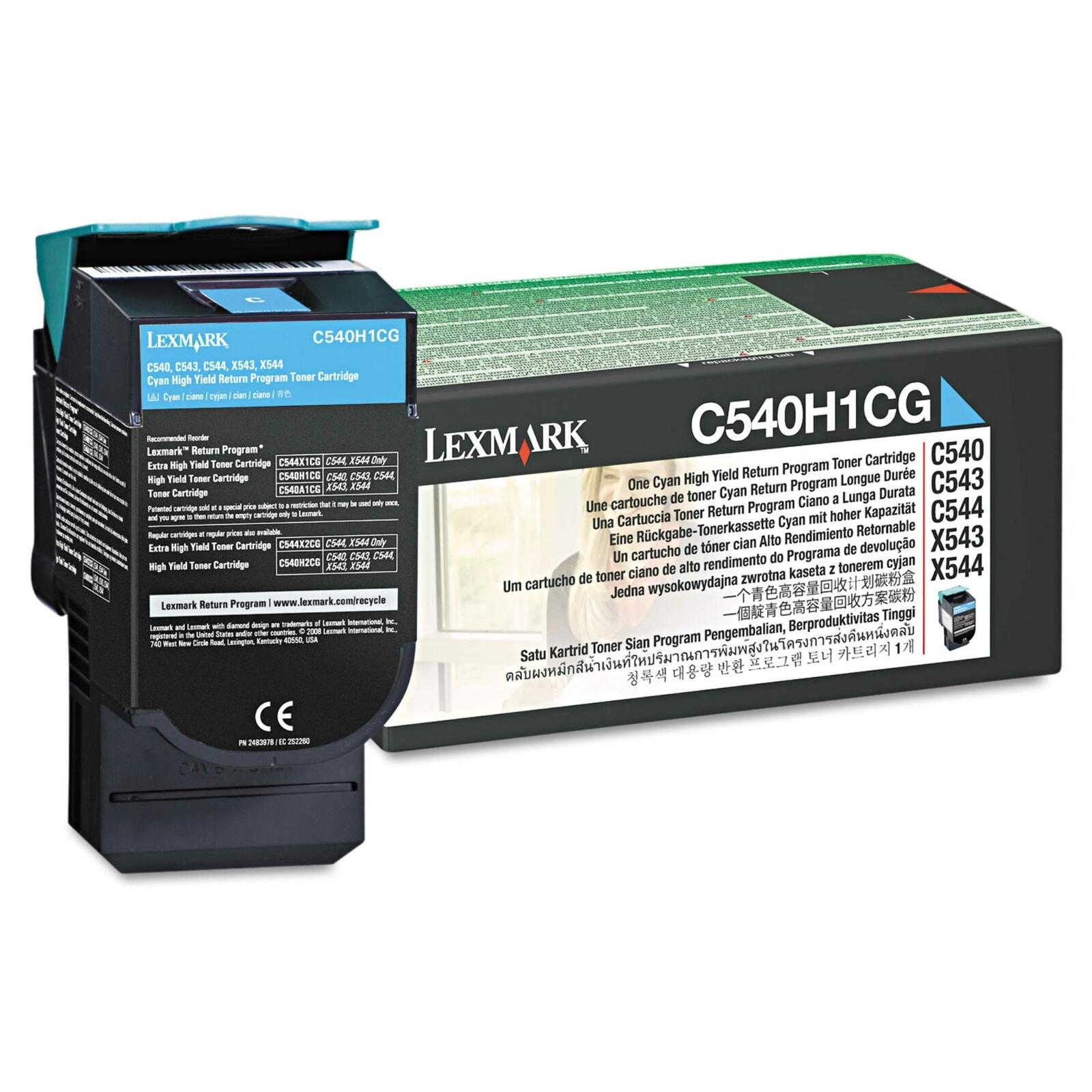 Lexmark C540H1CG High-Yield Toner Cartridge, Cyan - in Retail Packaging