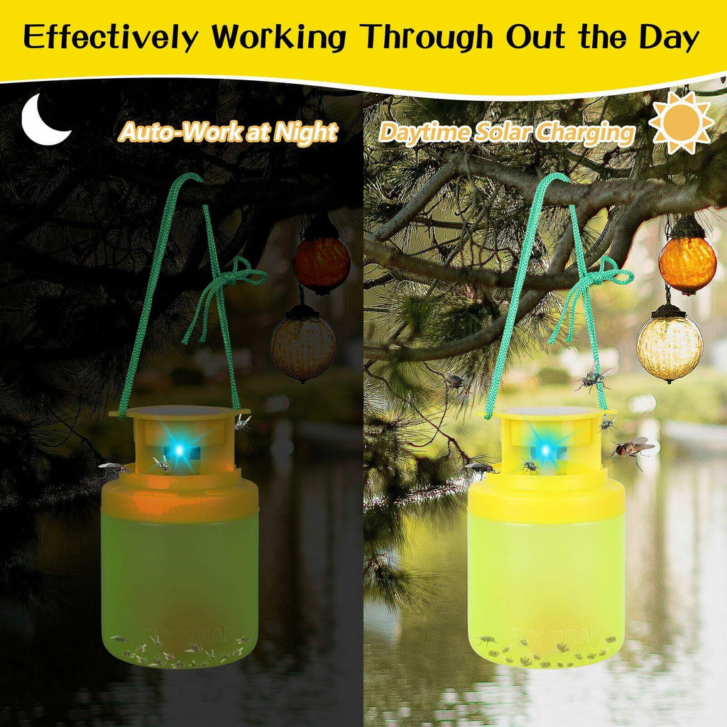 Outdoor Fly Trap Hanging Solar Powered Reusable Indoor Non-Toxic Flying Insects