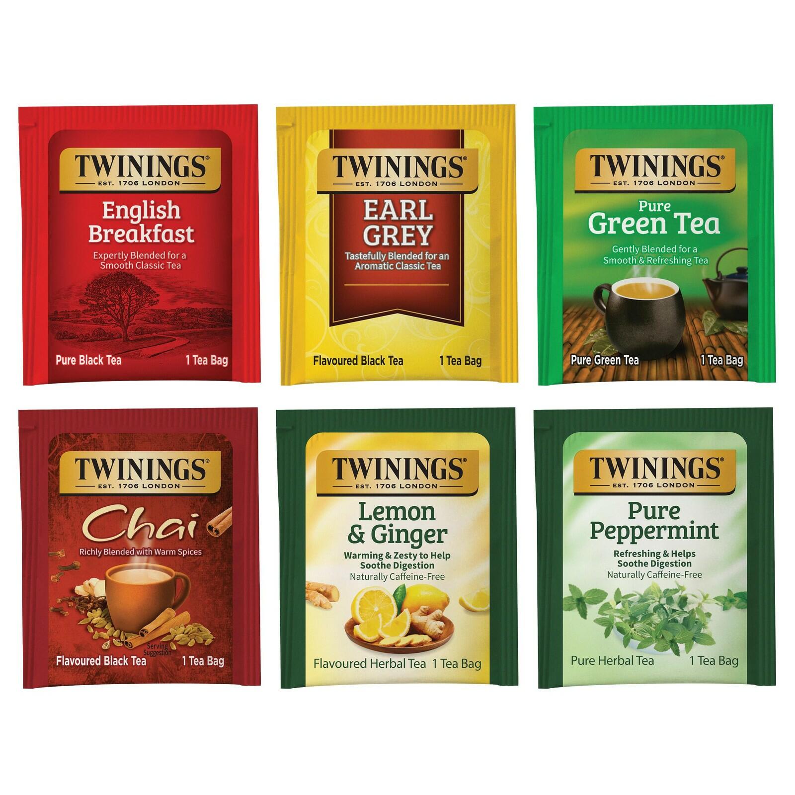 Twinings Variety Pack Tea Bags 25 Count Pack of 6 Includes English Breakfast ...
