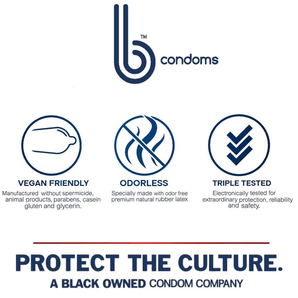 B Condoms - Platinum Large - Vegan Friendly - Odorless - Large Size - 12 Count