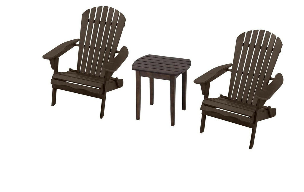 W Home Adirondack Chair Bristro Set, Standard, Dark Brown