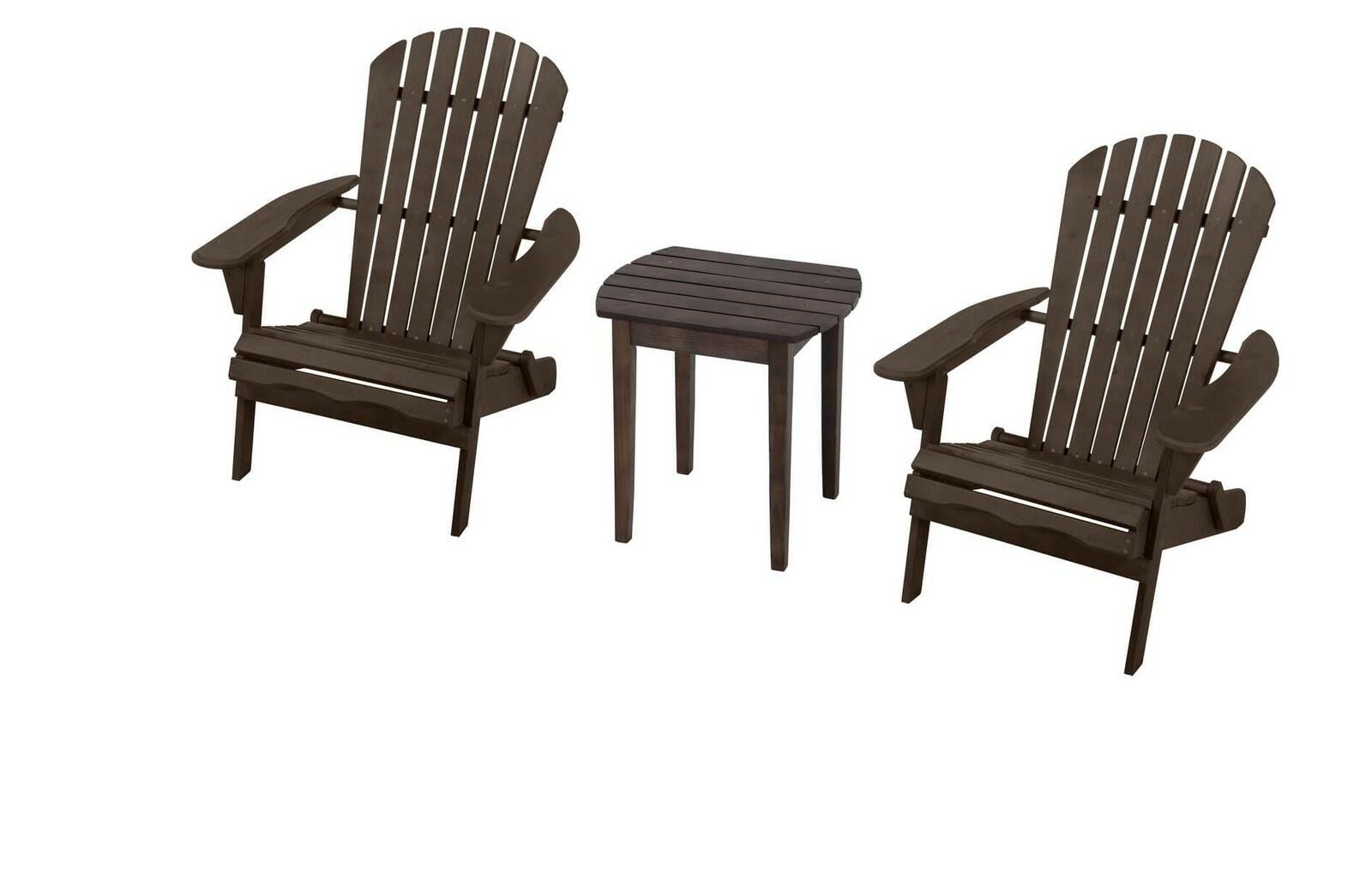 W Home Adirondack Chair Bristro Set, Standard, Dark Brown
