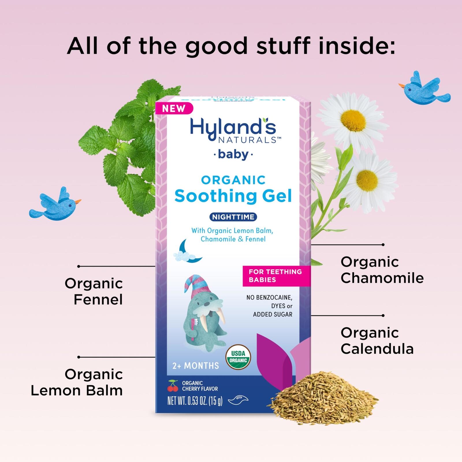 Hyland's Baby Organic Night Oral Soothing Gel, with Chamomile, Calendula, and