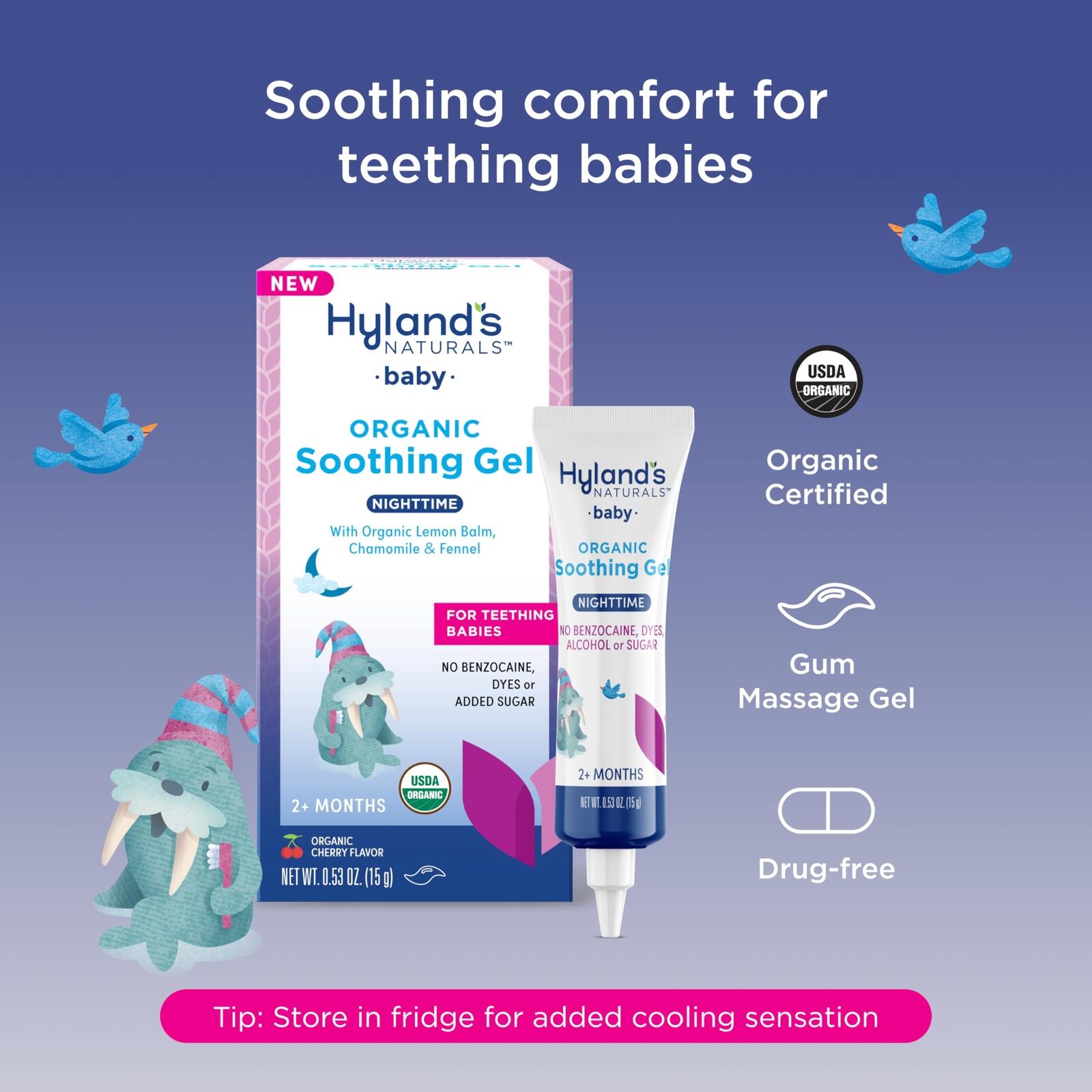 Hyland's Baby Organic Night Oral Soothing Gel, with Chamomile, Calendula, and