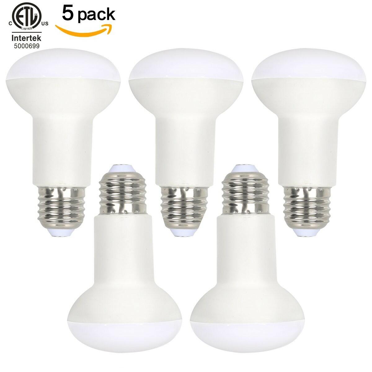 (Pack of 5, Warm White) ZHUY 8W R20 Non-dimmable LED Flood Light Bulb, ETL