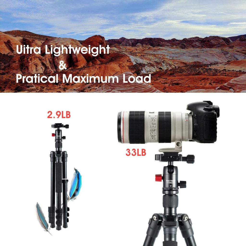 MACTREM Tripod DSLR SLR Tripod, 62.5" Light-Weight Aluminum Alloy Camera Tripod