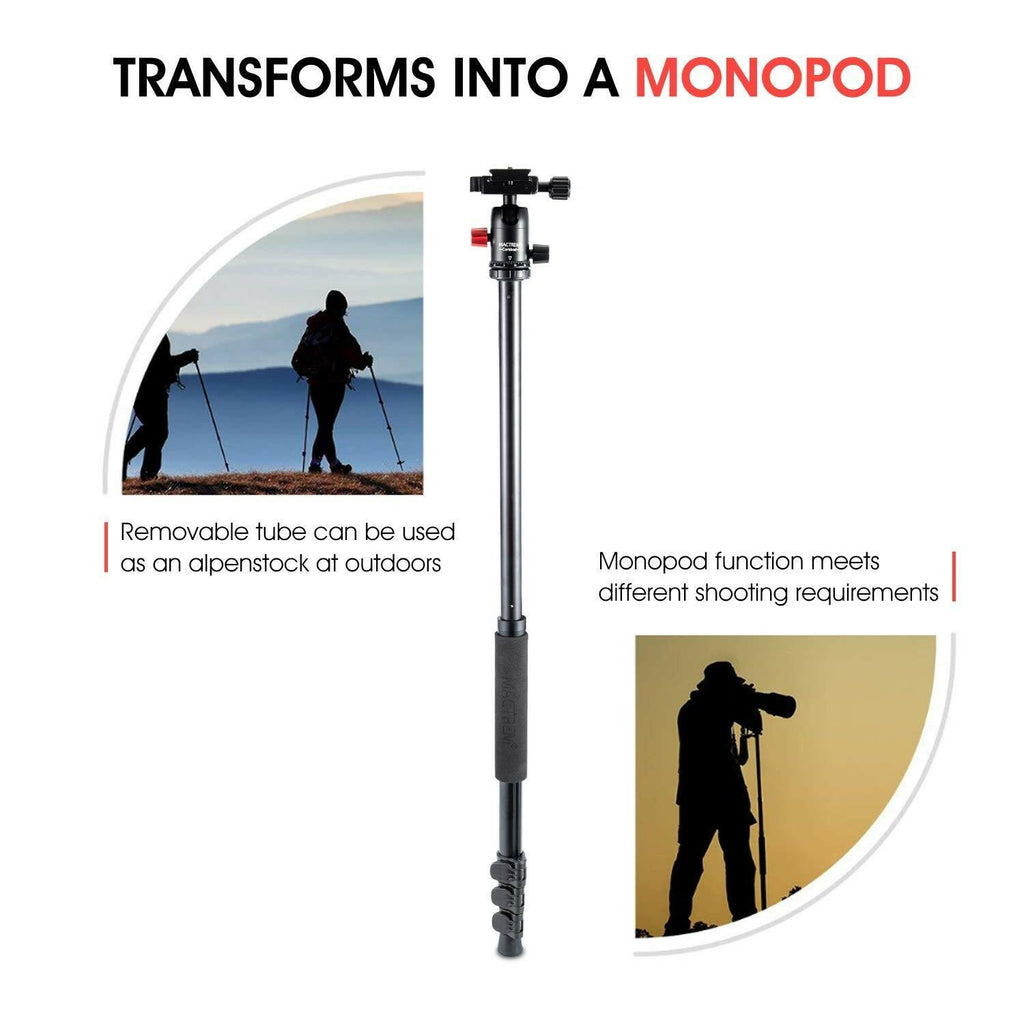 MACTREM Tripod DSLR SLR Tripod, 62.5" Light-Weight Aluminum Alloy Camera Tripod