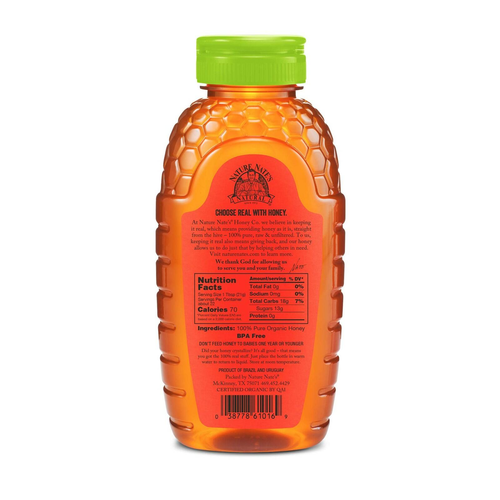 Nature Nate’s 100% Pure Raw & Unfiltered Organic Honey; Product of Brazil and