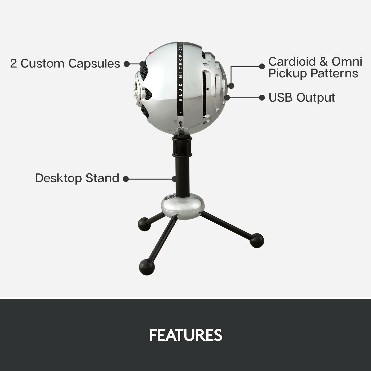 Logitech for Creators Blue Snowball USB Microphone for PC, Mac, Gaming,