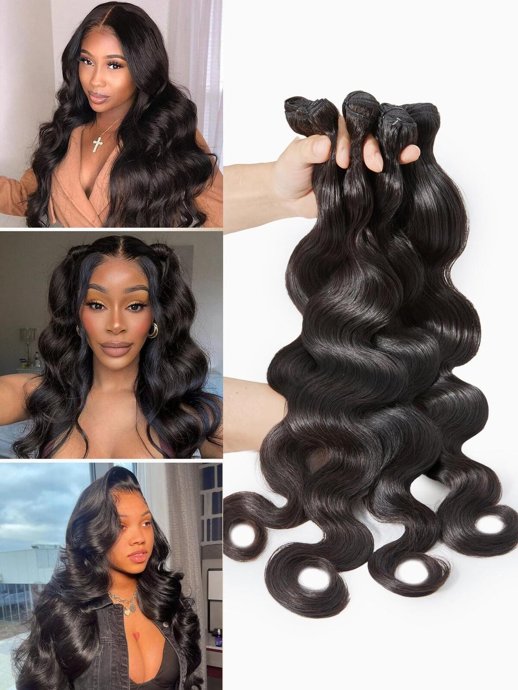 Body Wave Bundles Human Hair Human Hair Extensions Natural Brazilian Virgin U...