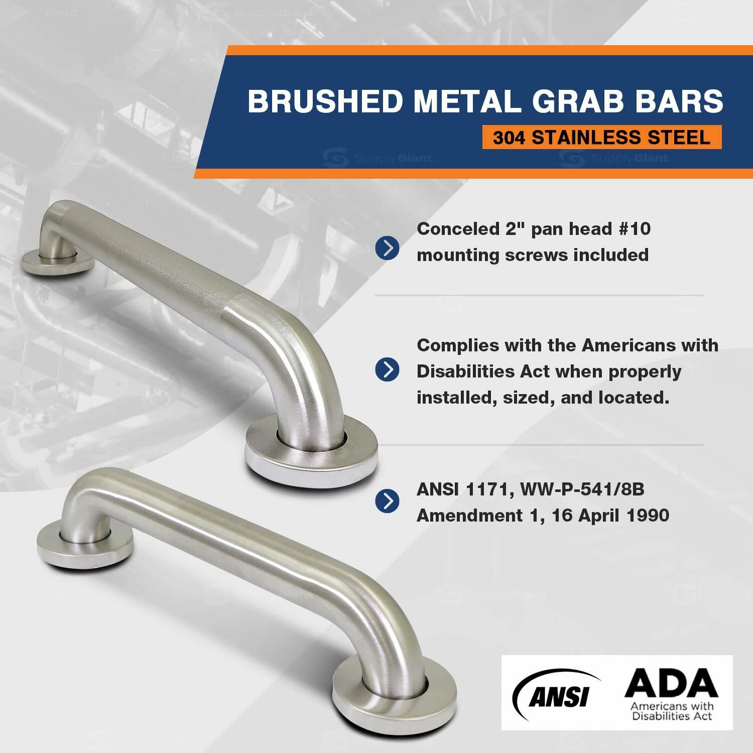 Brushed Metal Grab Bars For Bathroom, Strong Shower Handle And Bath Handle For