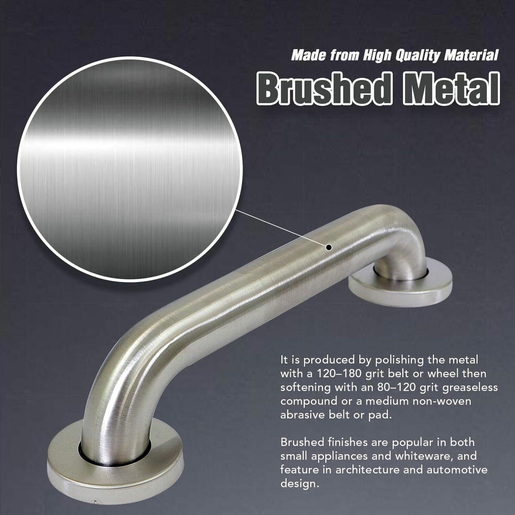 Brushed Metal Grab Bars For Bathroom, Strong Shower Handle And Bath Handle For