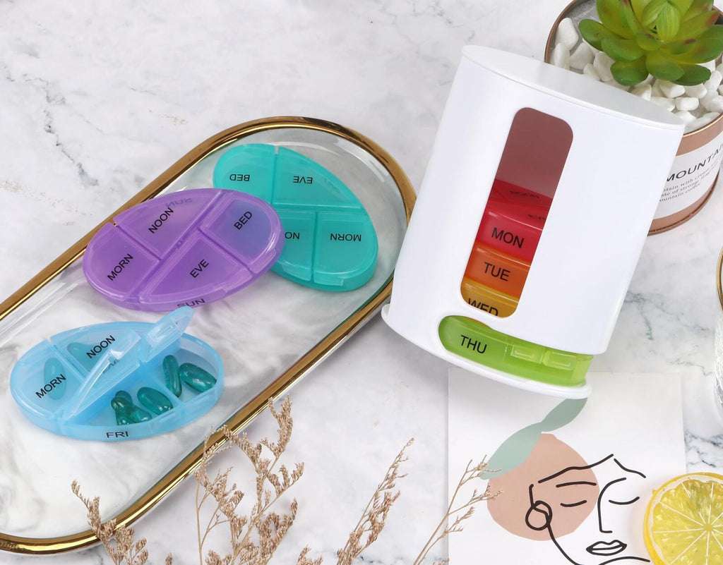 Weekly Pill Organizer 7 Day Four Time A Day Pill Case Morn/NOON/EVE/Bed Large