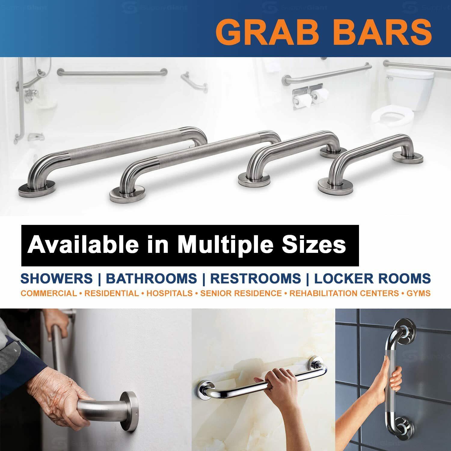 Brushed Metal Grab Bars For Bathroom, Strong Shower Handle And Bath Handle For