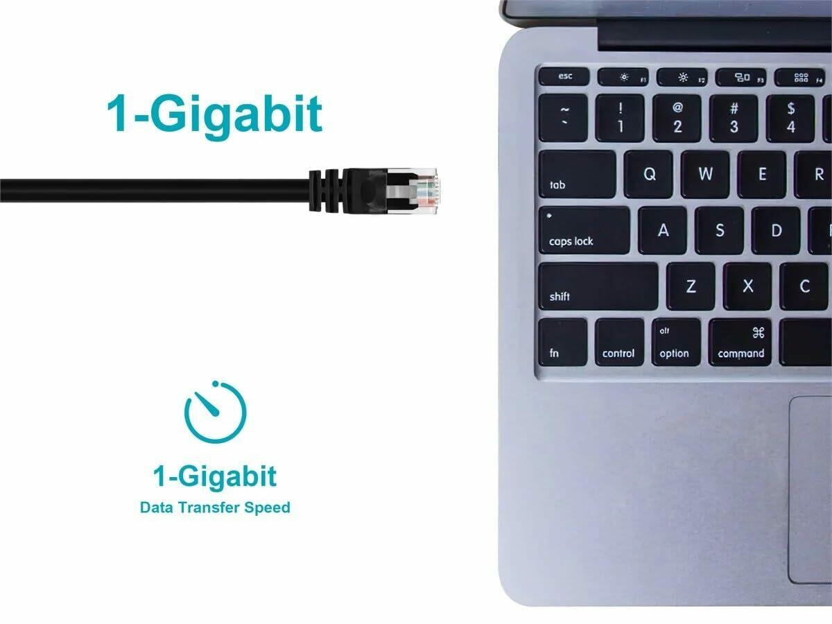 0.5FT 24AWG Cat5e 350MHz UTP Bare Copper Ethernet Network Cable - Black