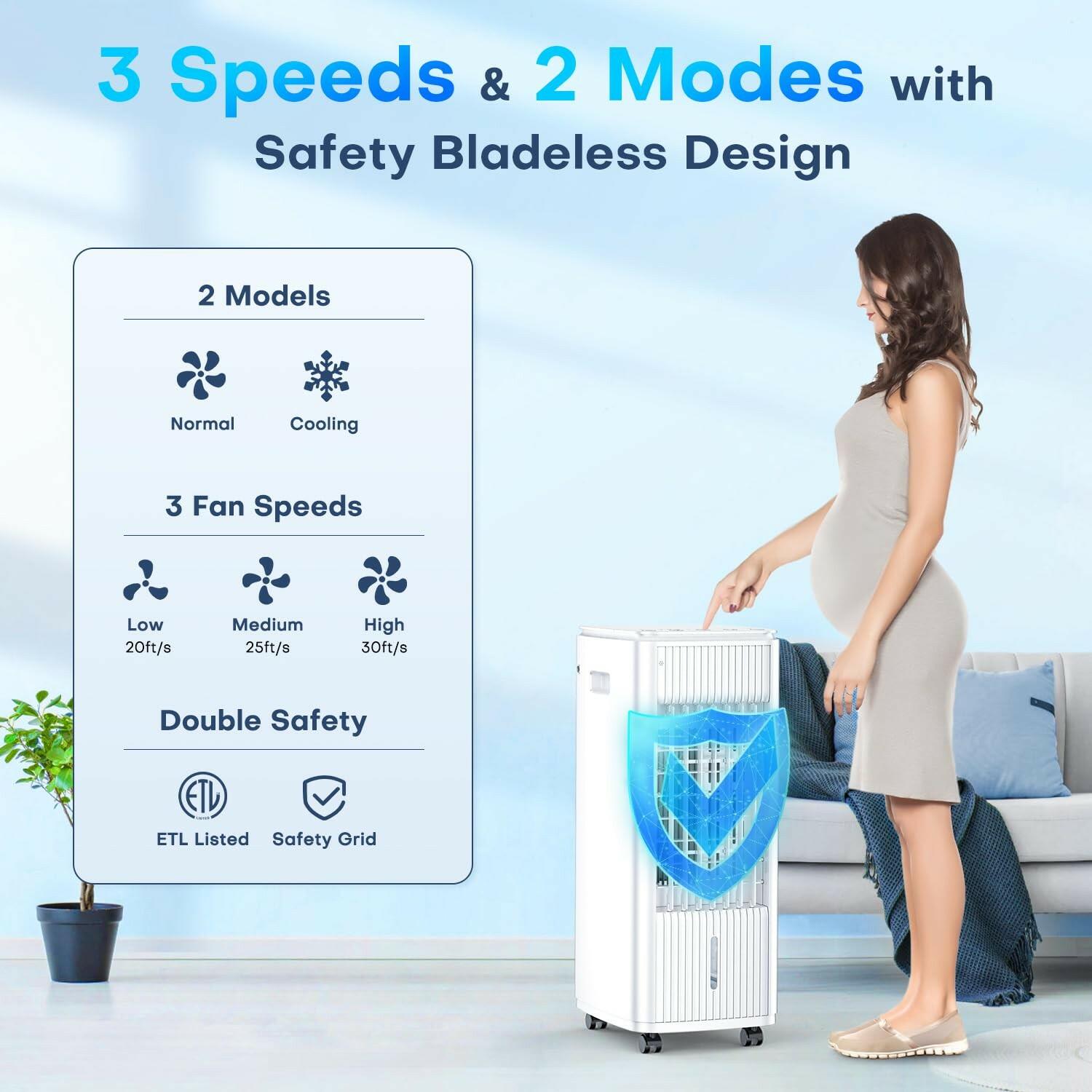 MYICY 25" Windowless Air Conditioner with Double Tanks for 16H Cooling, 25ft
