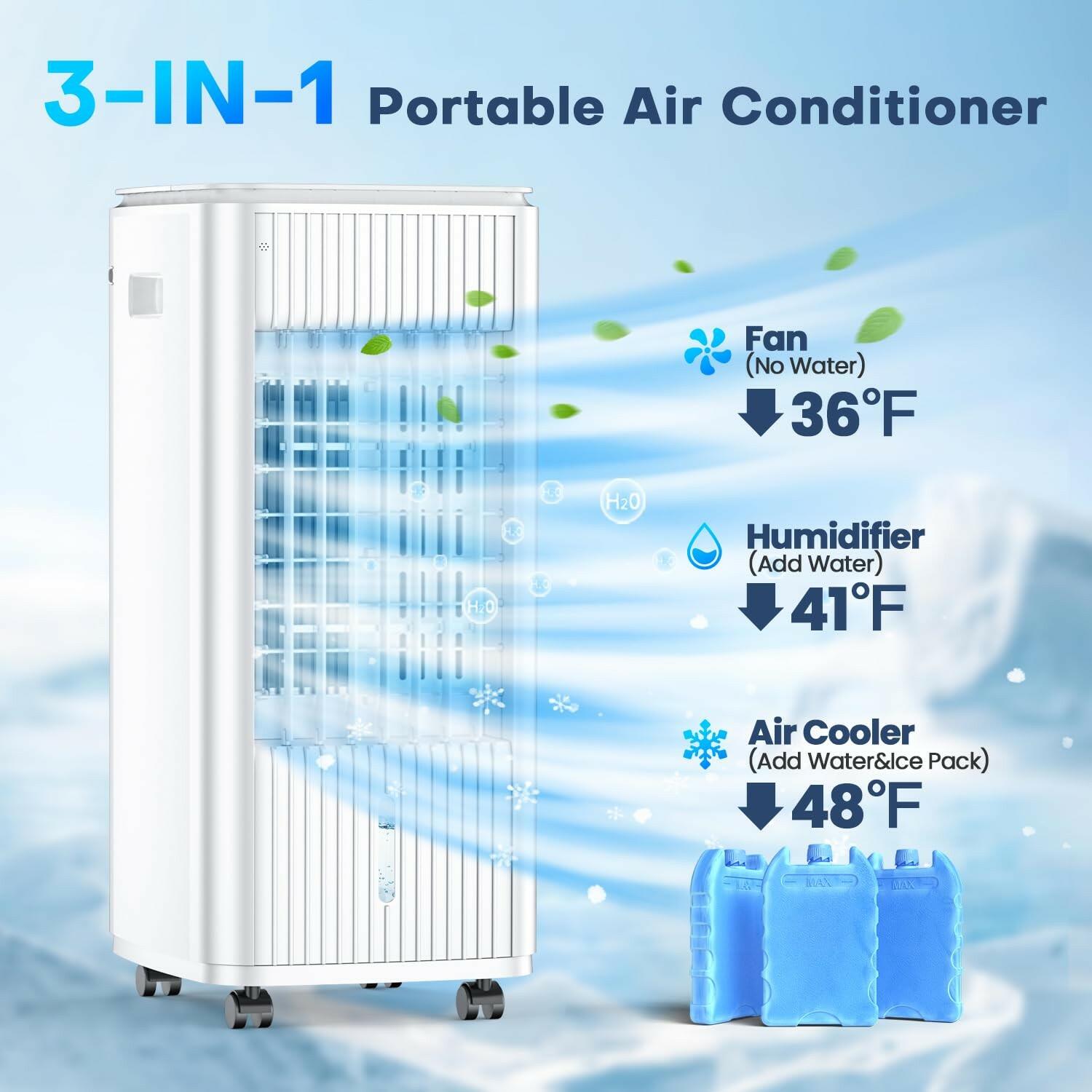 MYICY 25" Windowless Air Conditioner with Double Tanks for 16H Cooling, 25ft