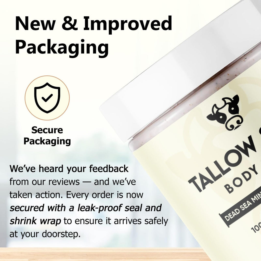 Exfoliating Body Scrub with Dead Sea Minerals & Beef Tallow for Skin - Hydrating