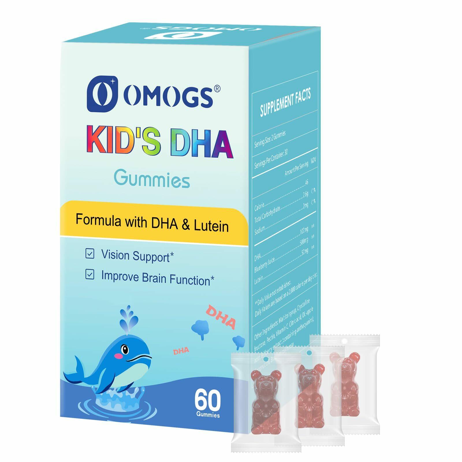 OMOGS Children’s DHA Blueberry Flavoured Gummies, with Lutein, Omega-3 & Vitamin