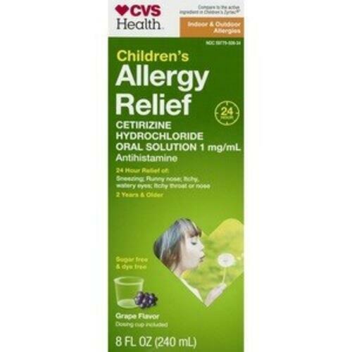 CVS Health Children's 24HR Allergy Cetirizine HCl Dye Free Oral Antihistamine,