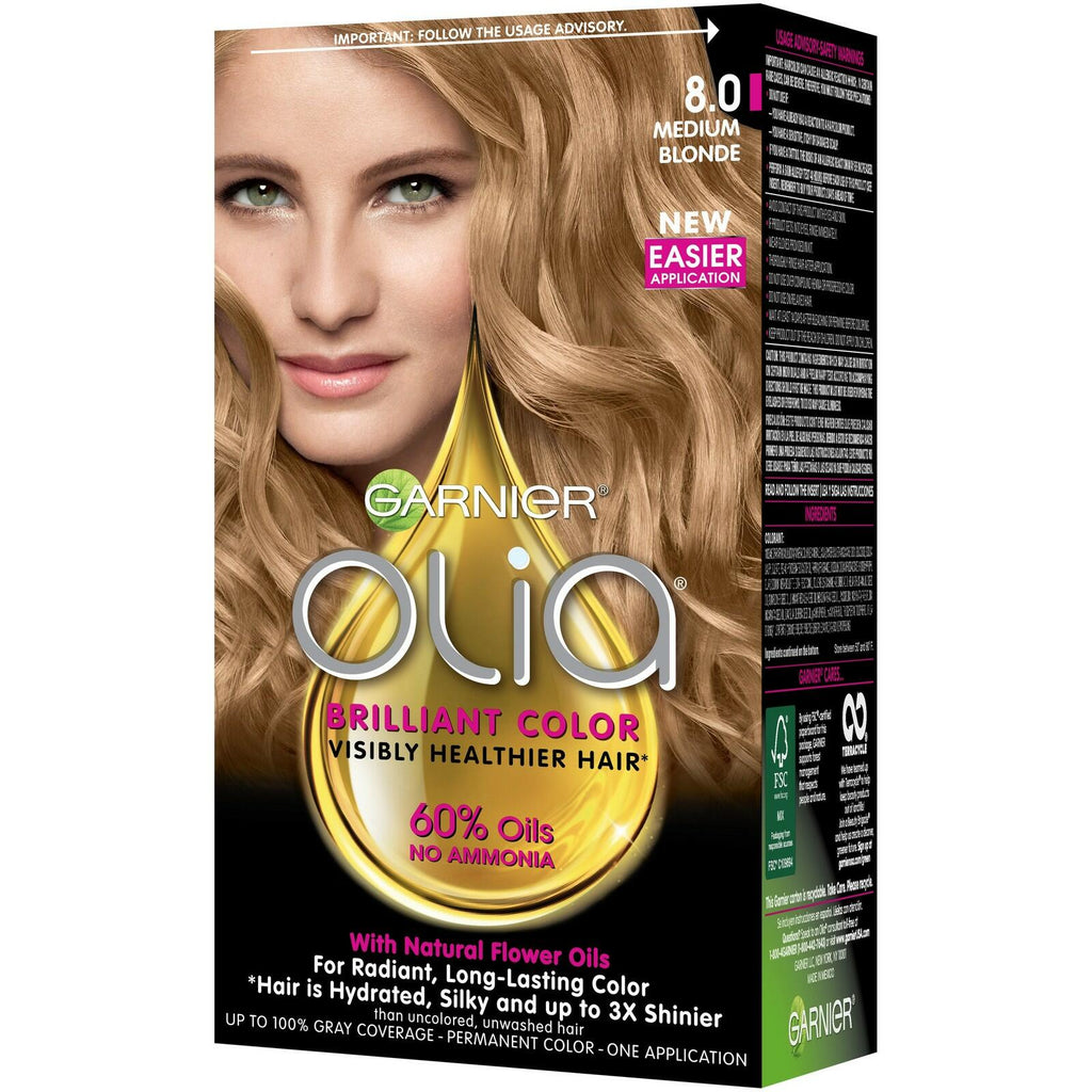 Garnier Olia Ammonia-Free Brilliant Color Oil-Rich Permanent Hair Color, 8.0