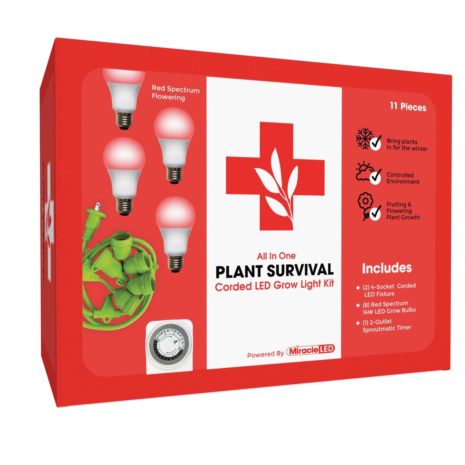 Miracle LED Plant Survival Indoor Grow Light Kit - 4 Absolute Daylight Plus Red