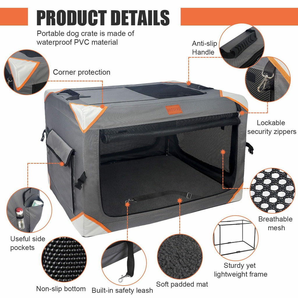 BCOCHAO Collapsible Dog Crate-Portable Dog Travel Crate for Medium