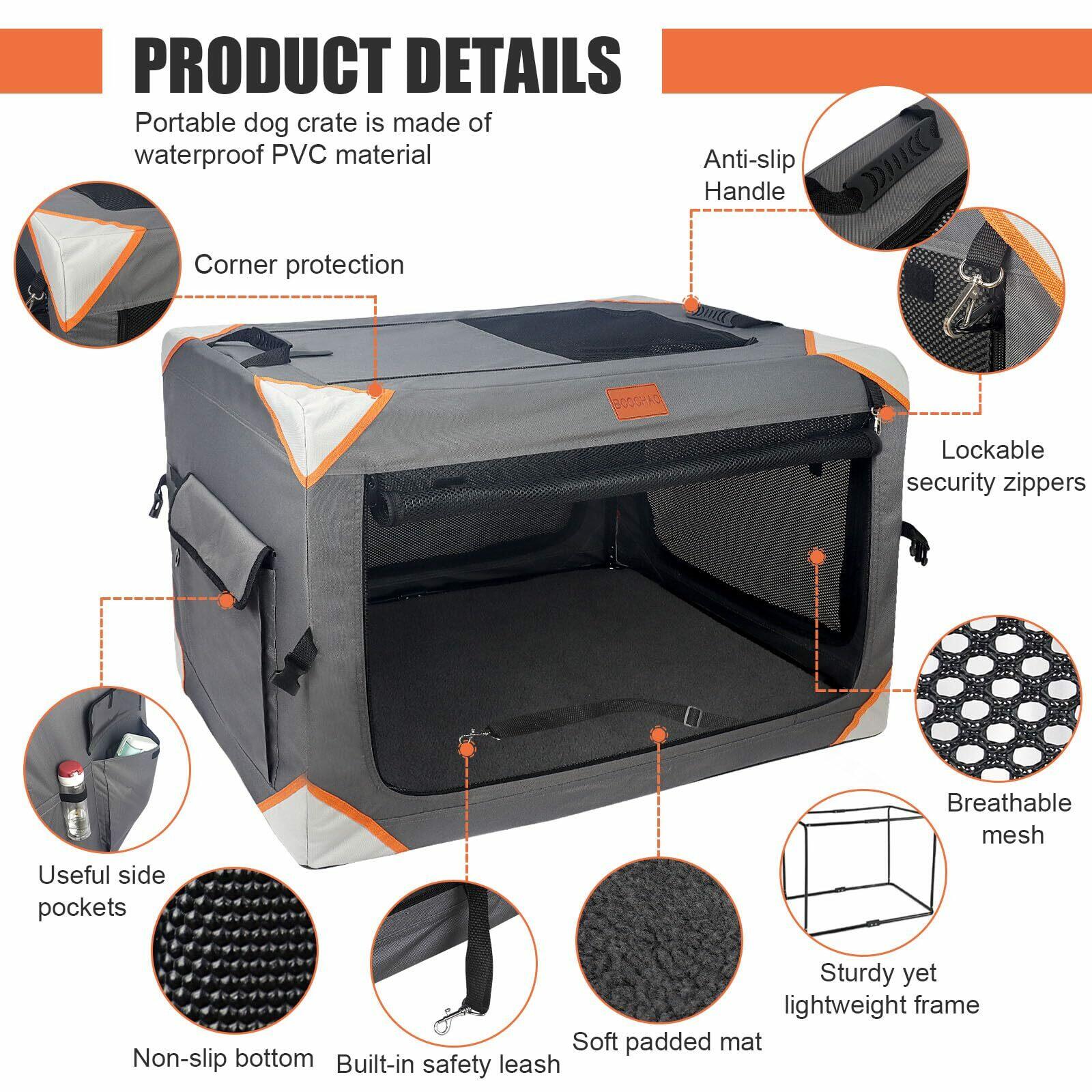 BCOCHAO Collapsible Dog Crate-Portable Dog Travel Crate for Medium