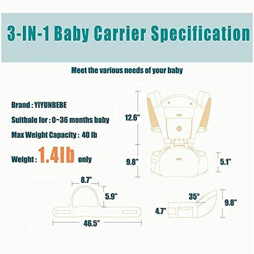 YIYUNBEBE Baby Carrier with Hip Seat Front/Back Baby Holder