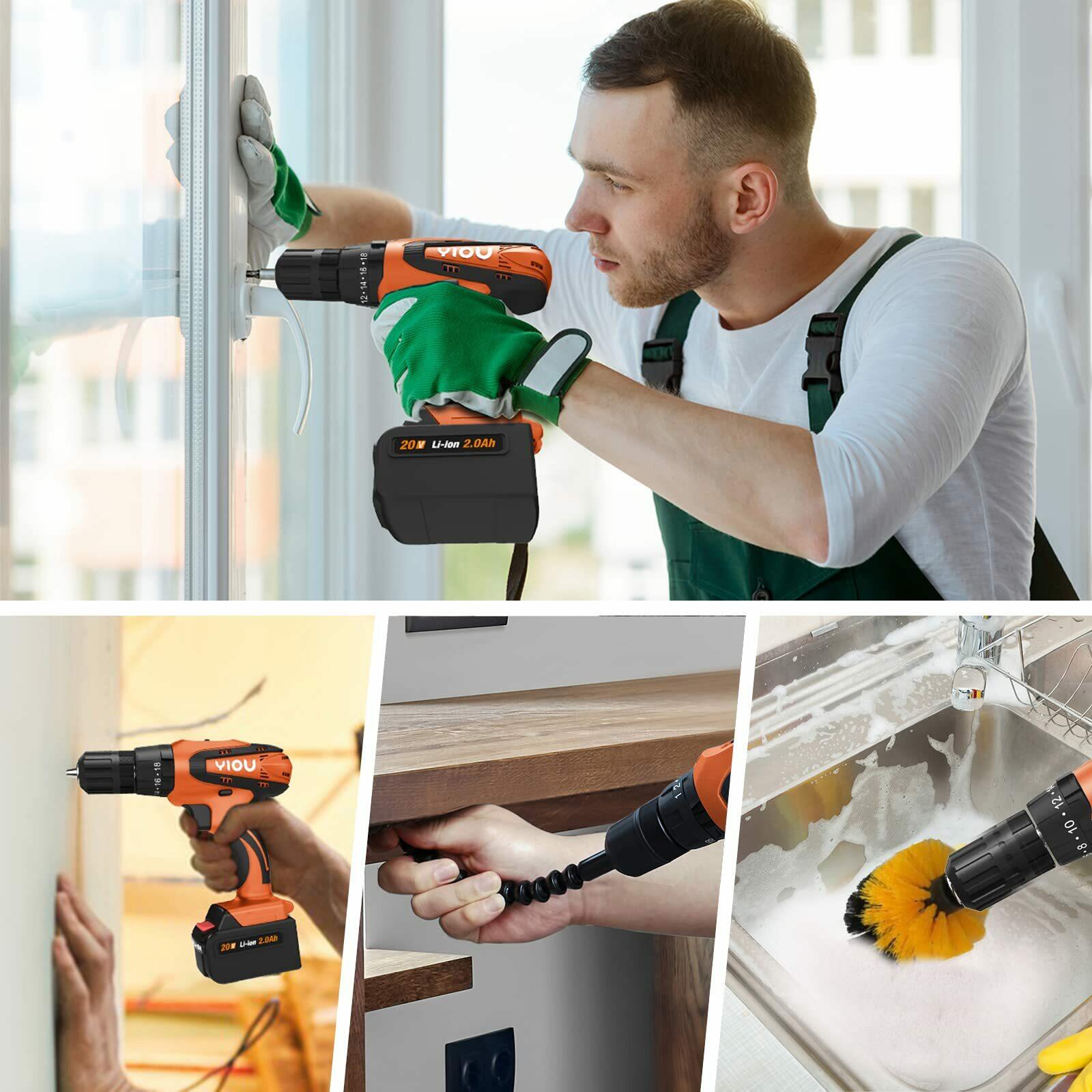 YIOU 20V MAX Cordless Drill/Driver Kit with Battery and Charger & Cordless