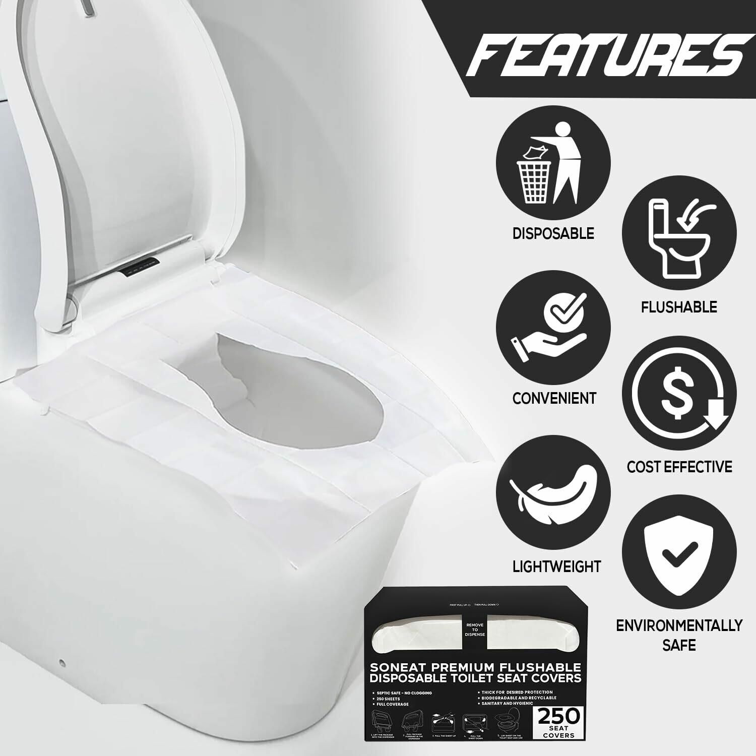 SoNeat Disposable Toilet Seat Cover- 2000 Sheets of XL Half-Fold Flushable Paper