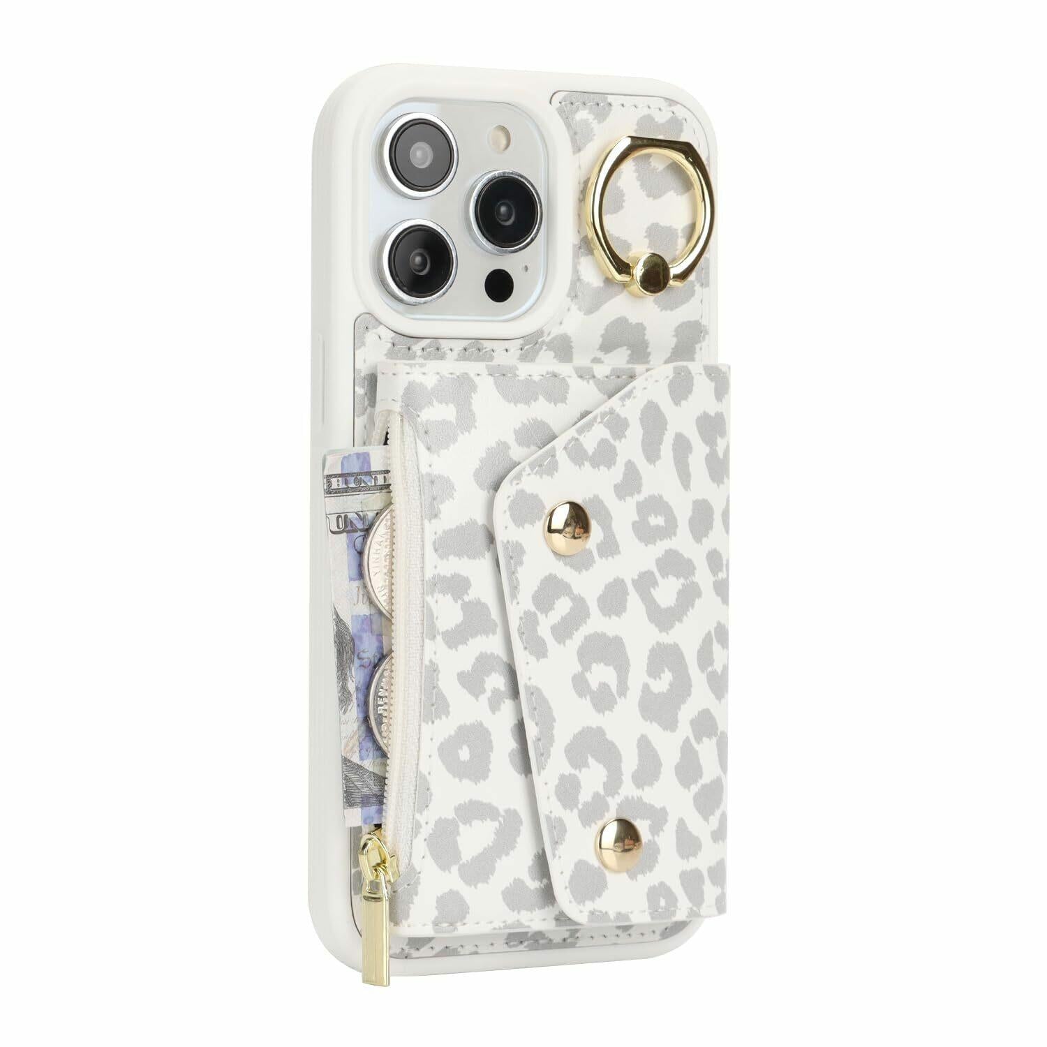 Lipvina for iPhone 15 Pro Max Case Wallet with Card Holder - Zipper PocketCre...