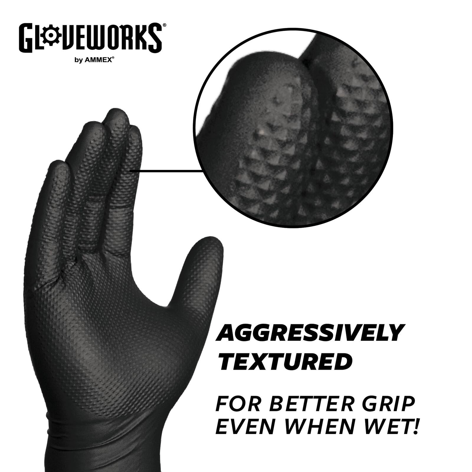 GLOVEWORKS HD Black Nitrile Industrial Disposable Gloves, 6 Mil, Latex-Free,M