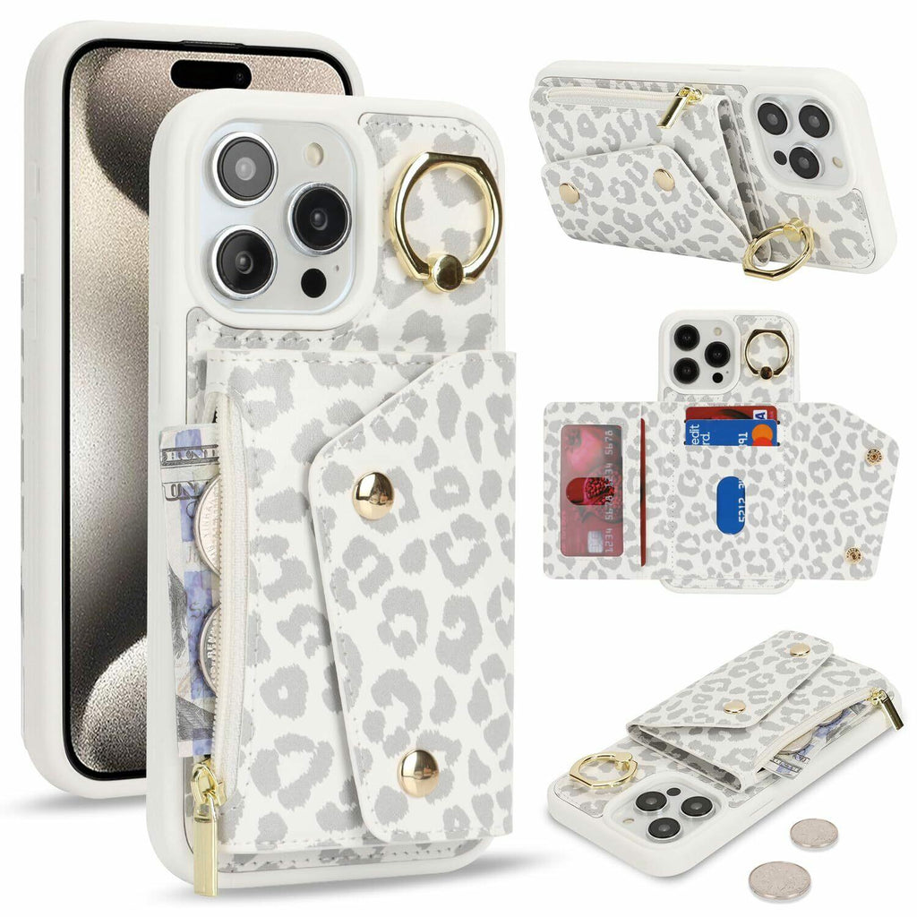 Lipvina for iPhone 15 Pro Max Case Wallet with Card Holder - Zipper PocketCre...